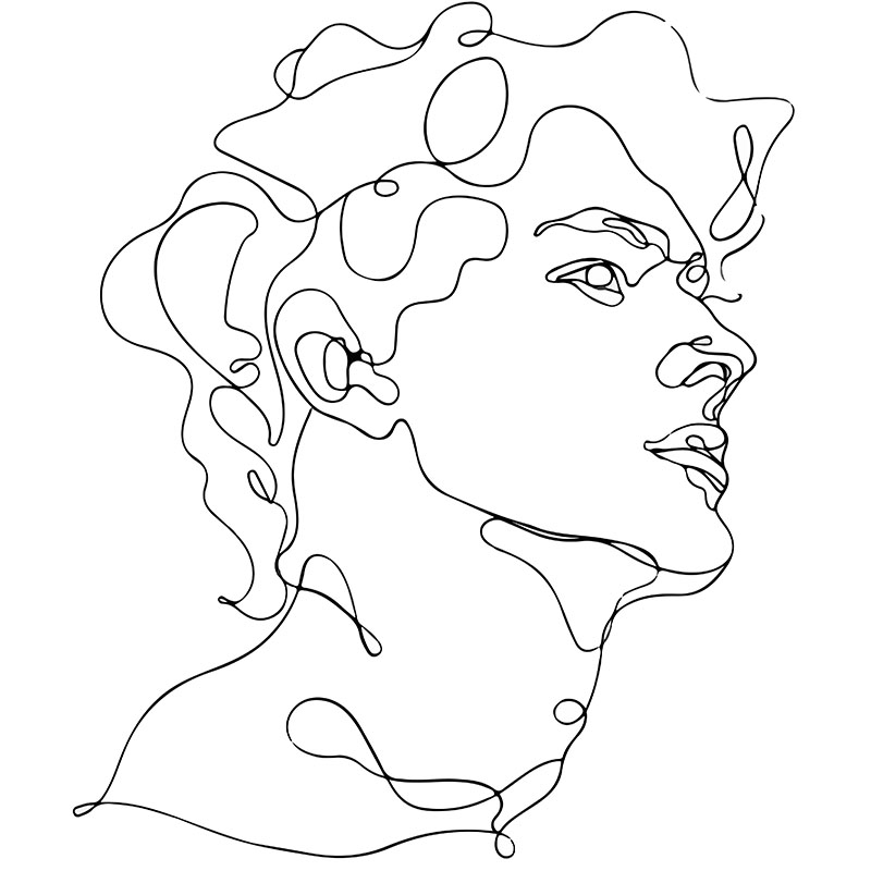 Πίνακας σε καμβά Line Art Male Head